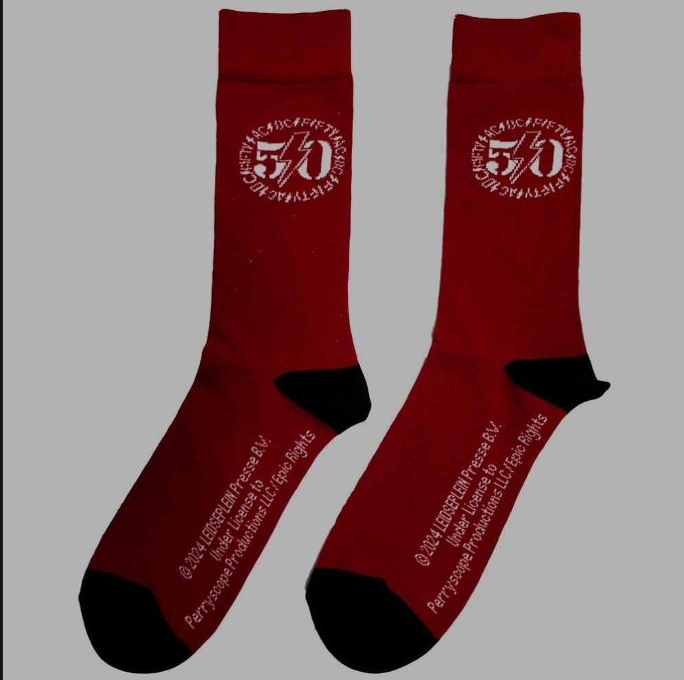 AC/DC 50th Logo Ankle Socks – Official Licensed Red Socks