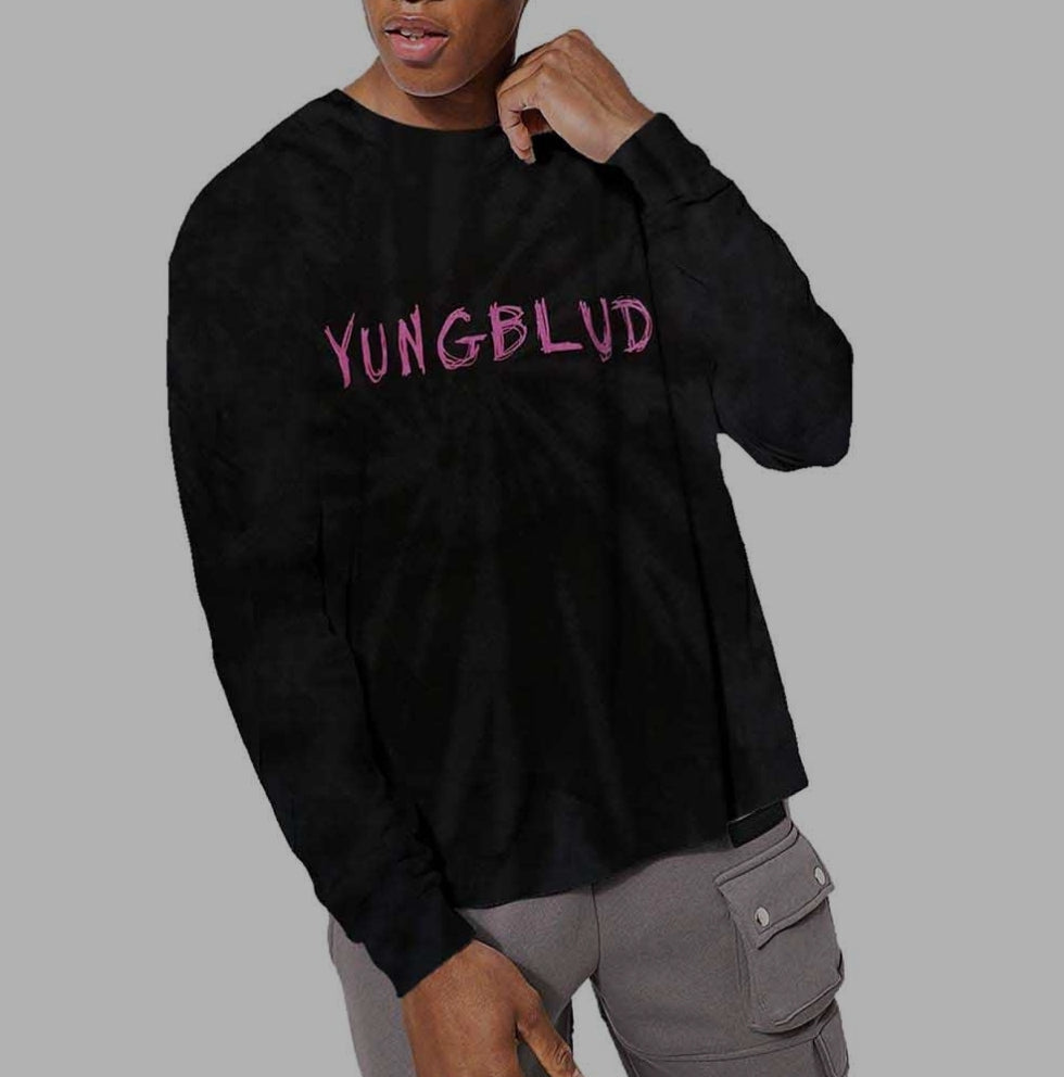 Official Licensed Yungblud 'Scratch Logo' Long Sleeve T-Shirt - Unisex Black Wash Collection
