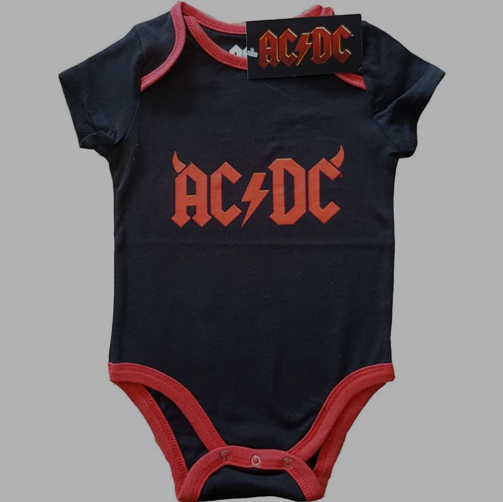 AC/DC Horns Baby Grow – Official Licensed Black Baby Onesie