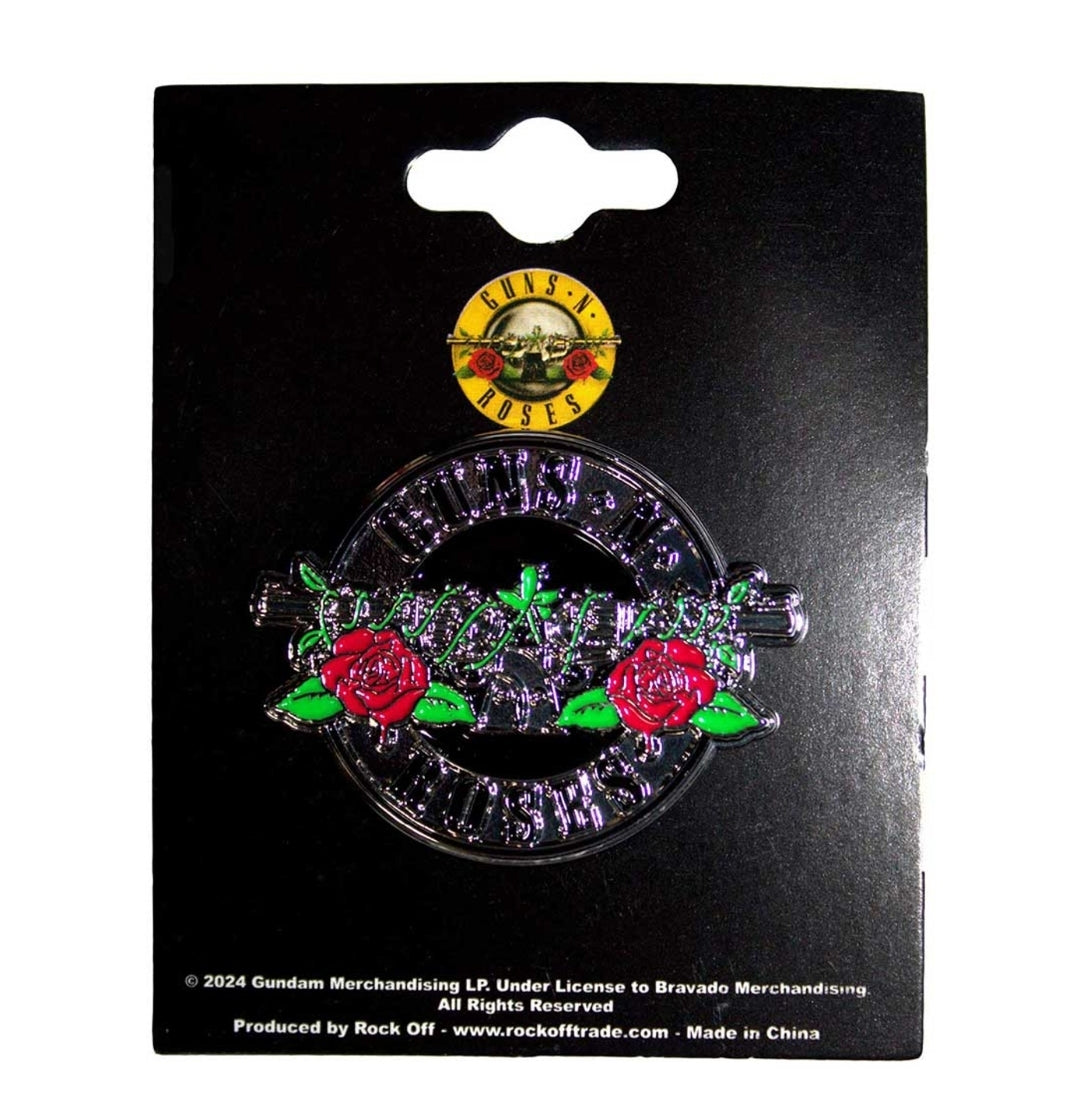 Official Guns N' Roses 'Silver Circle Logo' Pin Badge - Nickel Plated | Rock Gift