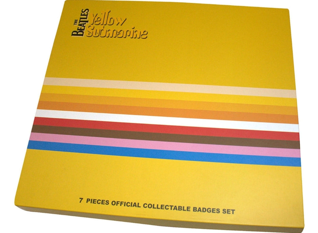 Official The Beatles Yellow Submarine Band Pin Badge Set - 7 Large 70mm Zinc Alloy Enamel Pins in Lined Card Box