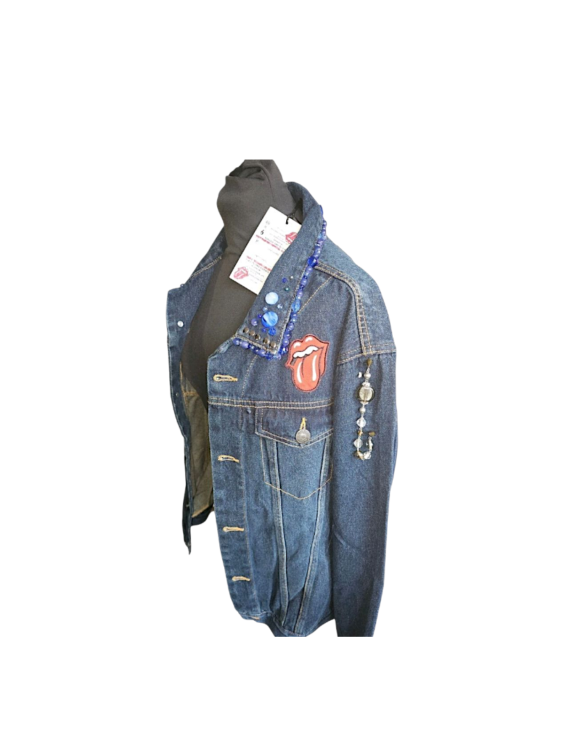 Customised Official Rolling Stones Denim Jacket - Size L