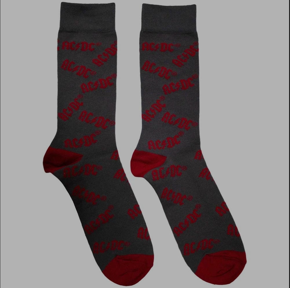 AC/DC Logo Pattern Ankle Socks – Official Licensed Charcoal Grey Socks 6-11