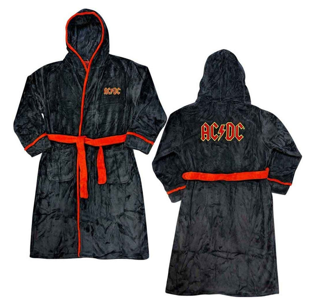 Official AC/DC Ultimate High-Voltage Lounge Bundle – Zebra Pyjama Set + Dressing Gown + Back In Black Socks
