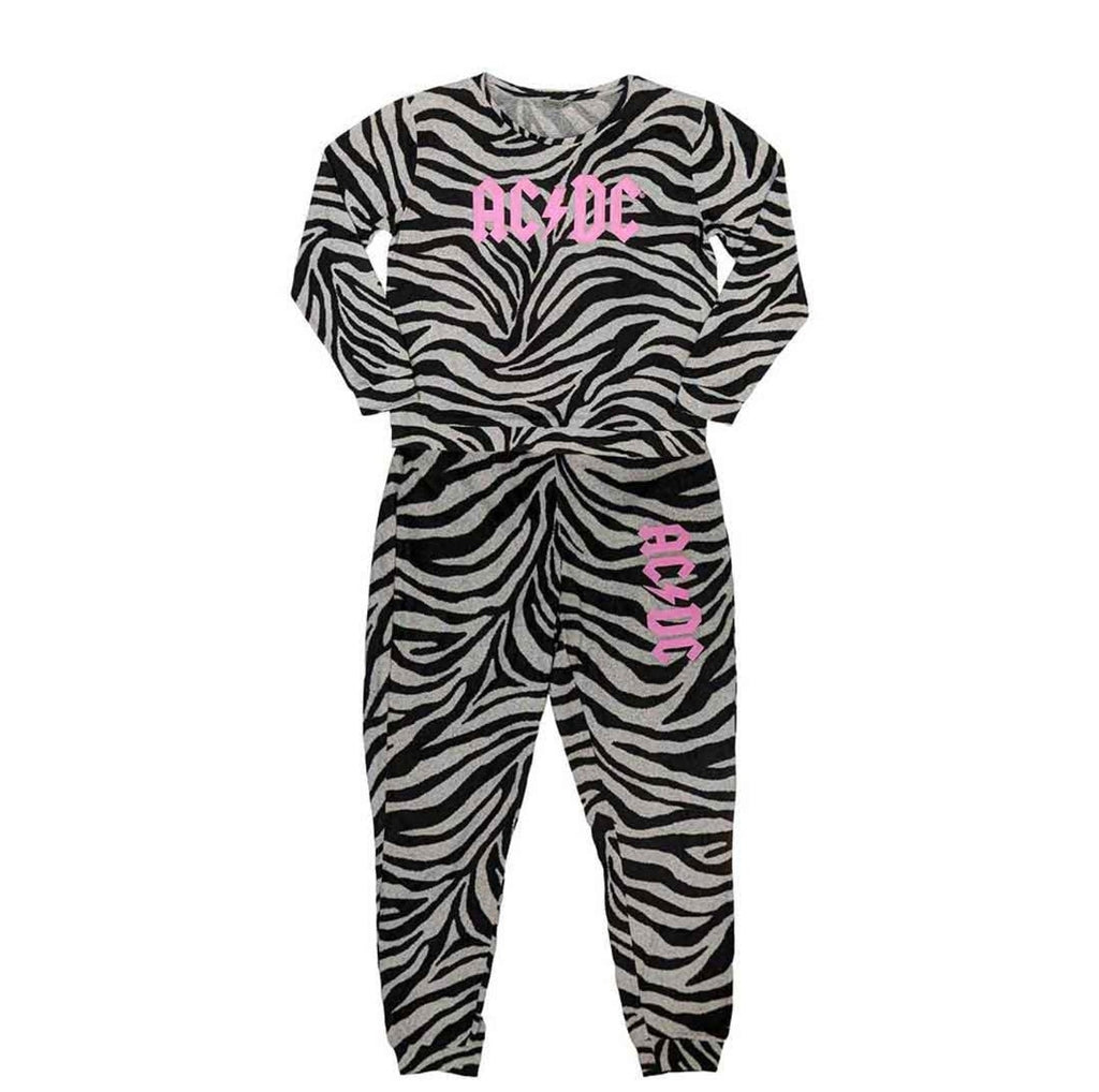 Official AC/DC Ultimate High-Voltage Lounge Bundle – Zebra Pyjama Set + Dressing Gown + Back In Black Socks