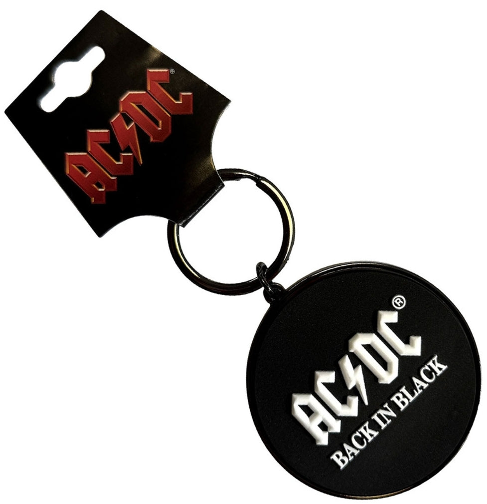 Official AC/DC 'Back In Black' Keychain - 55mm Zinc Alloy | Hard Rock Gift