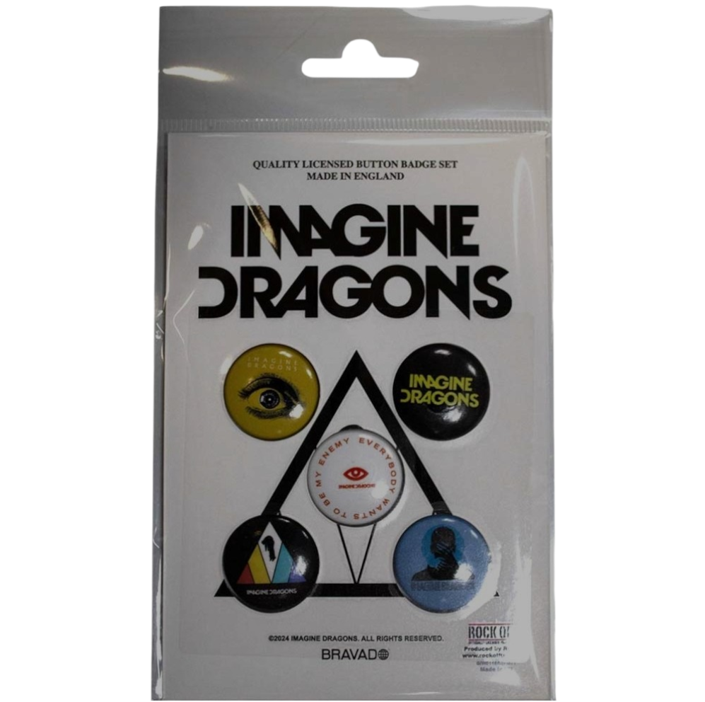 Official Licensed Imagine Dragons 'Enemy' Button Badge Pack (Set of 5) - Digital Print