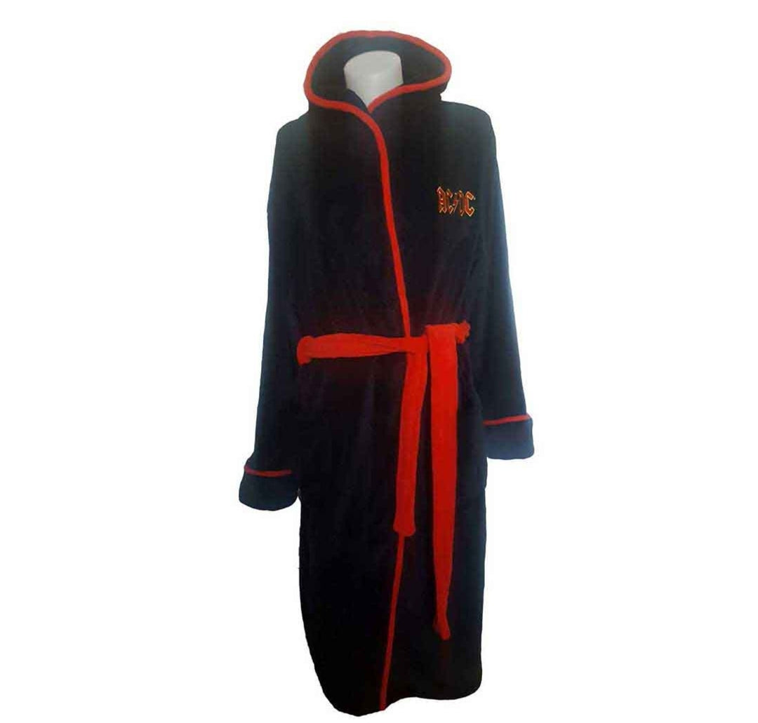 Official AC/DC Ultimate High-Voltage Lounge Bundle – Zebra Pyjama Set + Dressing Gown + Back In Black Socks