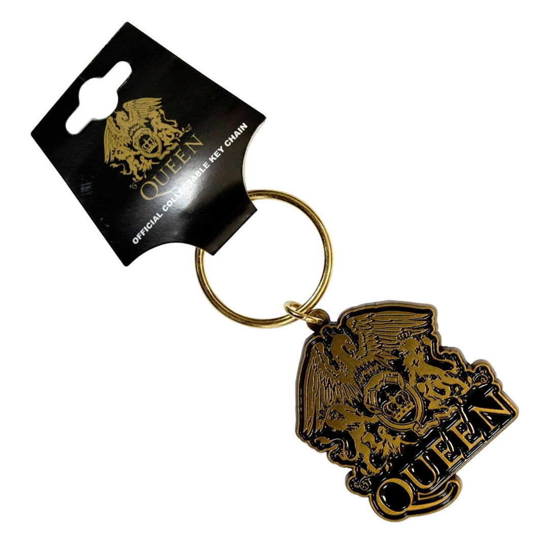 Queen 'Gold Crest' Keychain – Official Licensed Antiqued Gold Coloured Metal Keyring