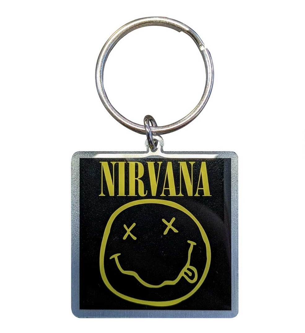 Official Nirvana 'Happy Face Photo Print' Keychain - Nickel Plated | Grunge Gift