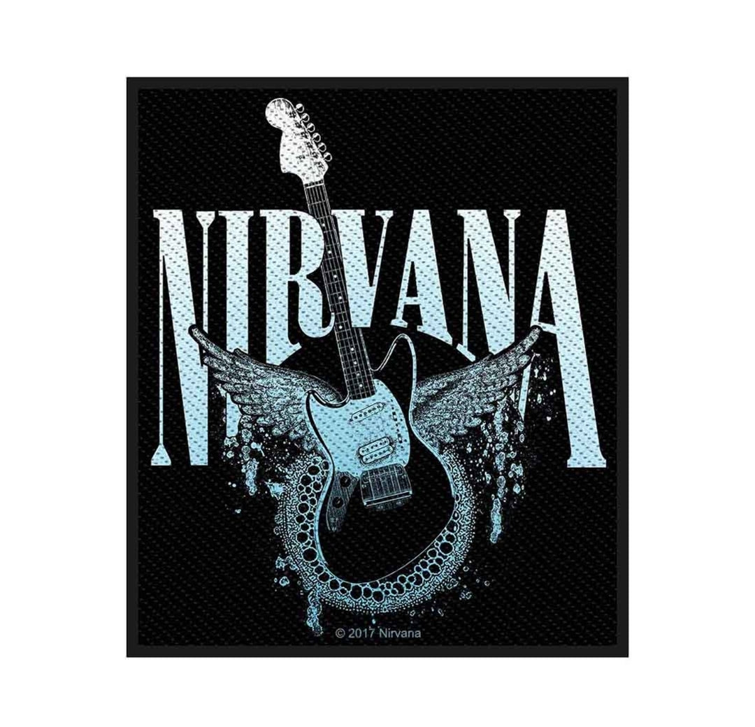 Official Nirvana 'Guitar Wings' Woven Patch - 100mm Square SOAR! | Grunge Gift