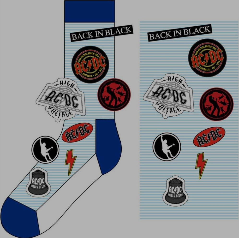 AC/DC Icons Ankle Socks – Official Licensed Black Socks
