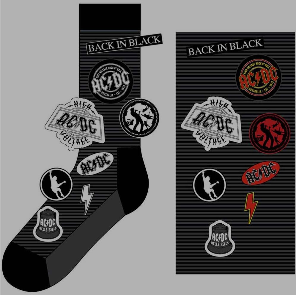 AC/DC Icons Ankle Socks – Official Licensed Black Socks