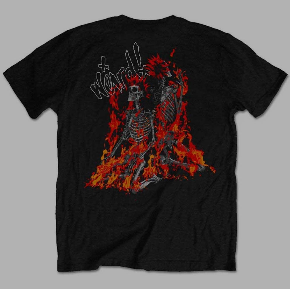 Official Licensed Yungblud 'Weird Flaming Skeletons' T-Shirt - Unisex Black Front & Back Print