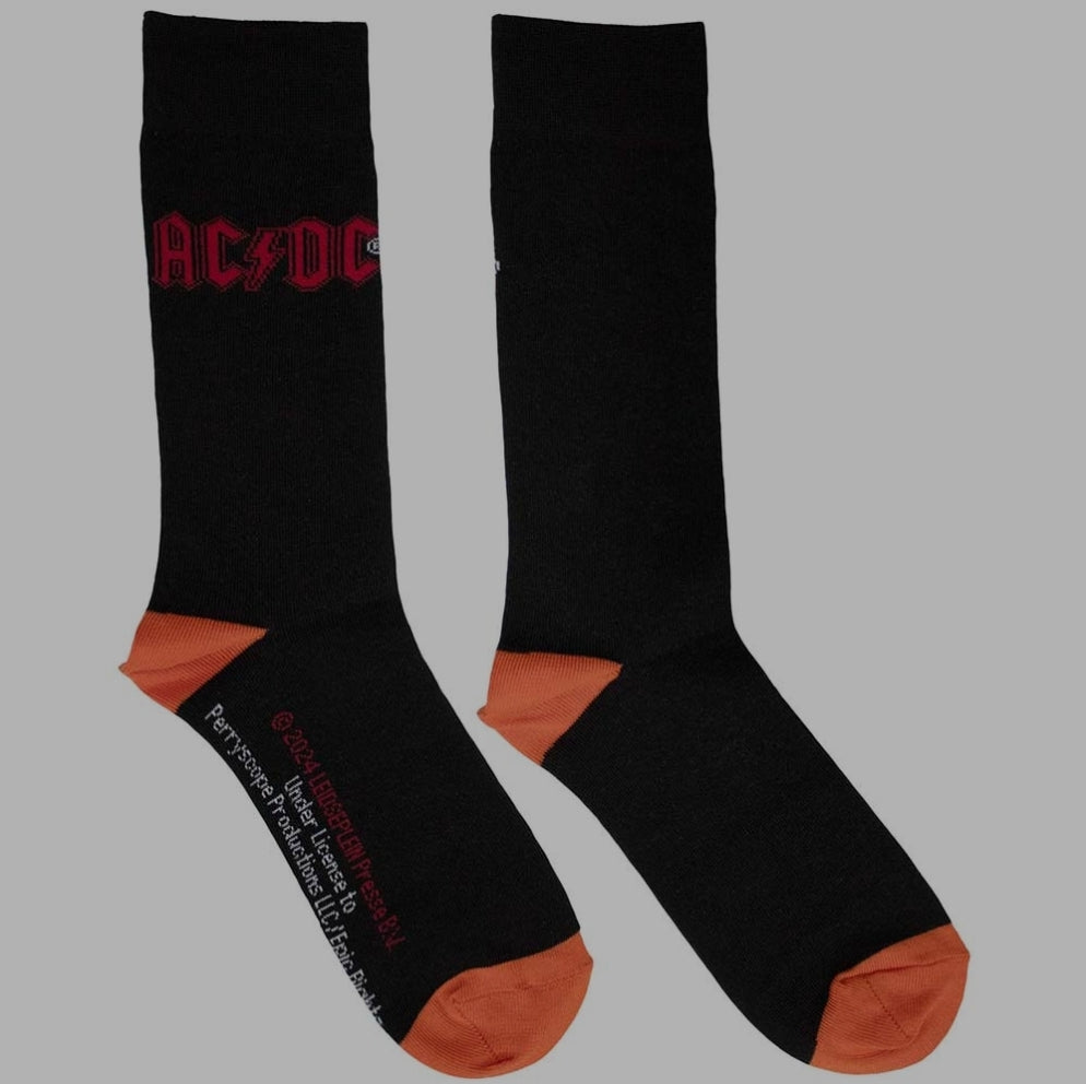 AC/DC Red Logo Ankle Socks – Official Licensed Black Socks