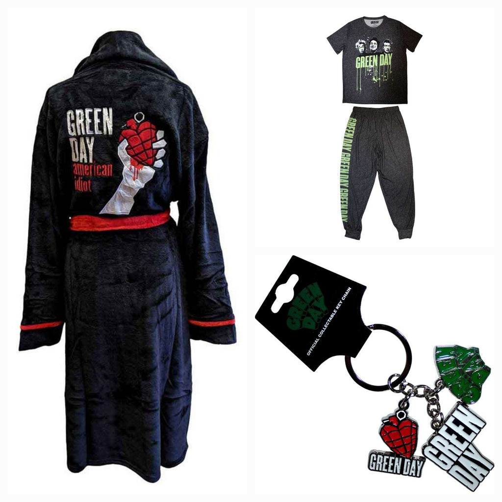 Official Green Day Ultimate Lounge Bundle – Pyjama Set + American Idiot Dressing Gown + Keychain