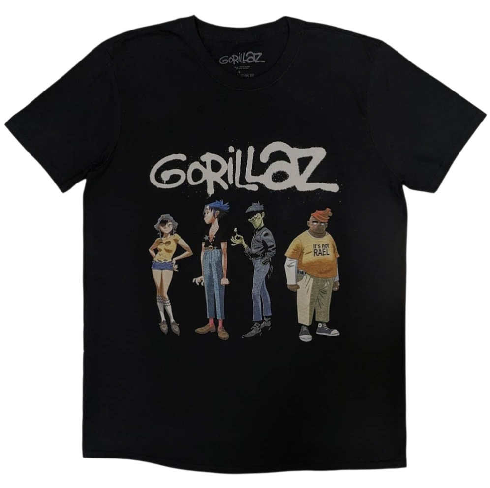 Official Licensed Gorillaz 'Spray Logo Group' T-Shirt - Unisex Black Front Print (Selling Fast!)