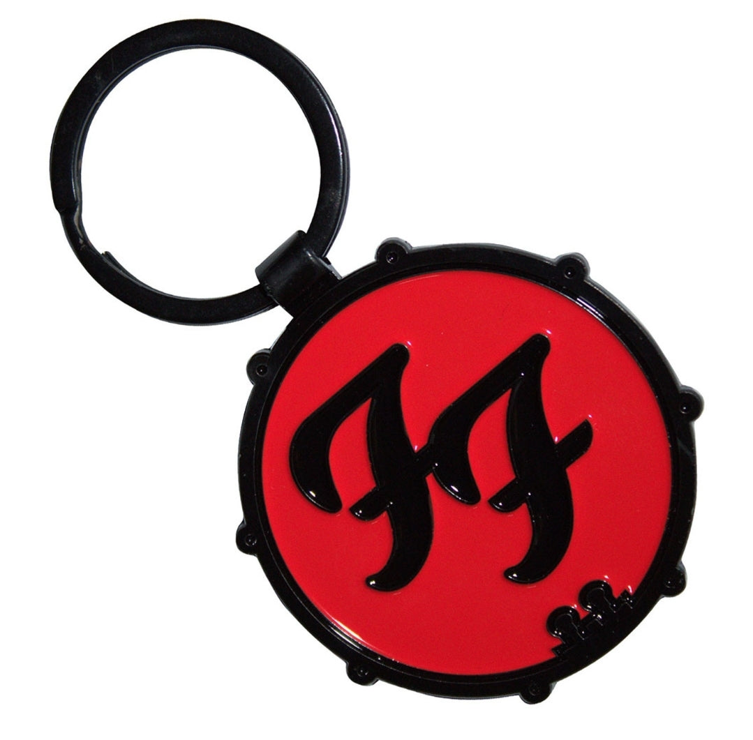 Official Foo Fighters 'FF Logo Drum' Keychain - 45mm Double-Sided Enamel | Rock Gift