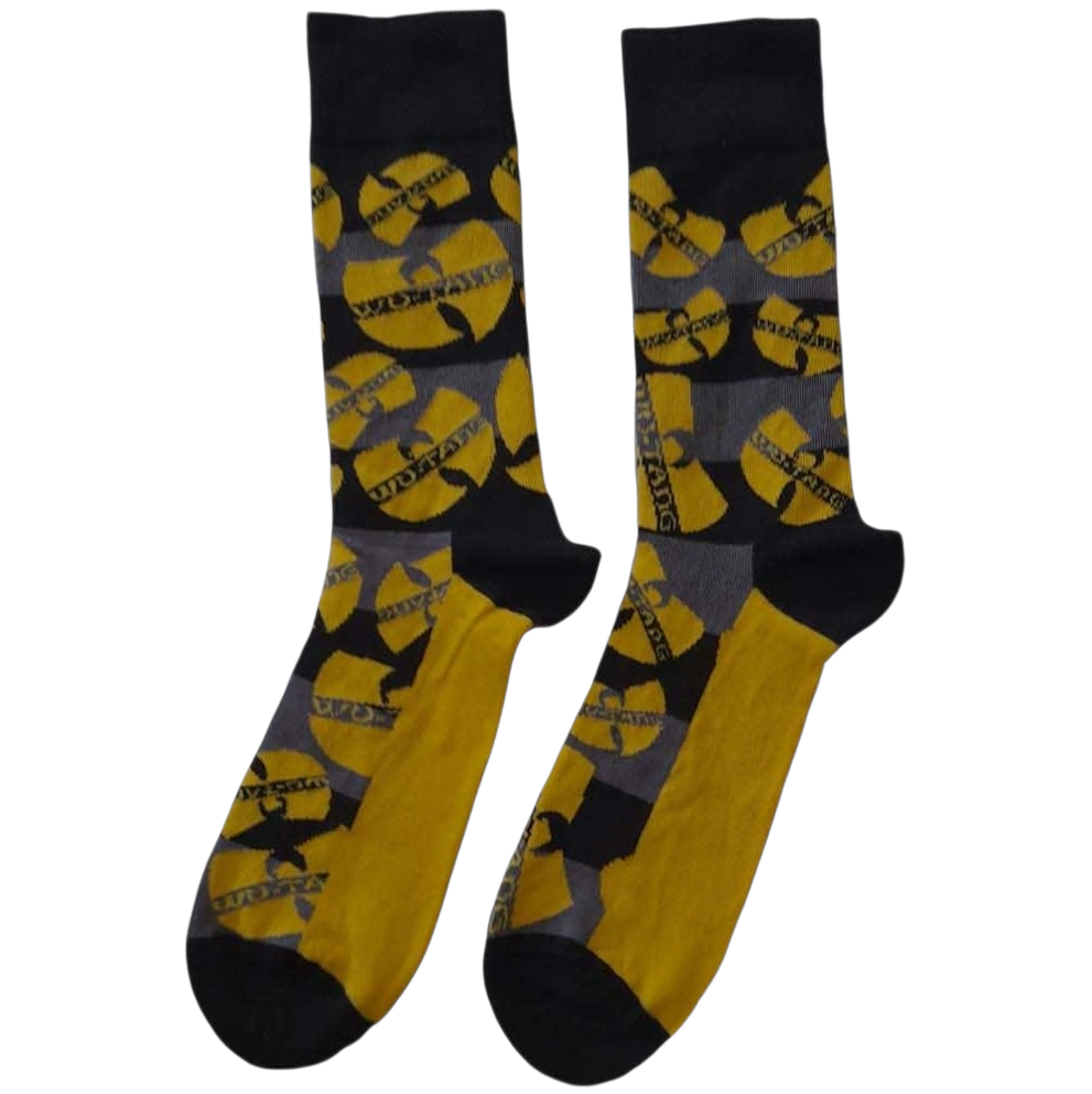 Official Licensed Wu-Tang Clan 'Logos Yellow' Ankle Socks - Yellow Repeating Wu Shield Design