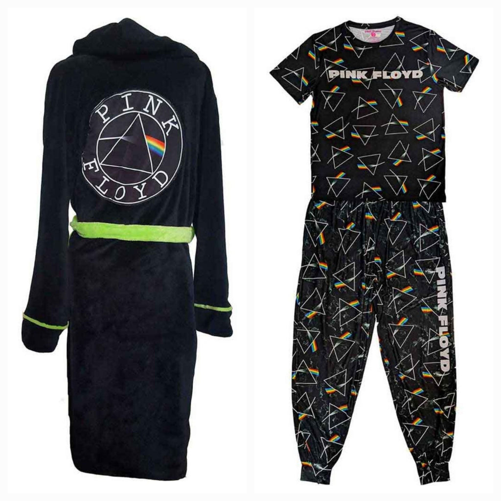 Official Pink Floyd Ultimate Lounge Bundle – Dark Side of the Moon Pyjama Set + Fleece Dressing Gown
