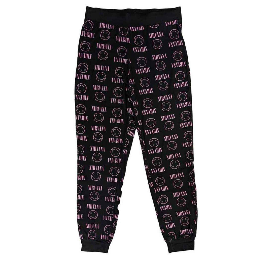Official Nirvana 'Xerox Smile Pink' Short-Sleeve Pyjamas - Last Chance! | Grunge Christmas Eve Box PJ's
