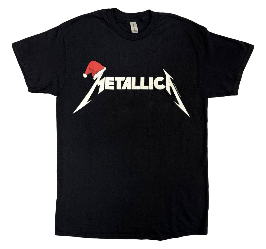 Metallica - Santa Hat Logo T-Shirt Black (Official Licensed)