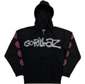 Official Licensed Gorillaz 'Repeat Pazuzu' Zipped Hoodie - Charcoal Grey Front & Sleeve Print