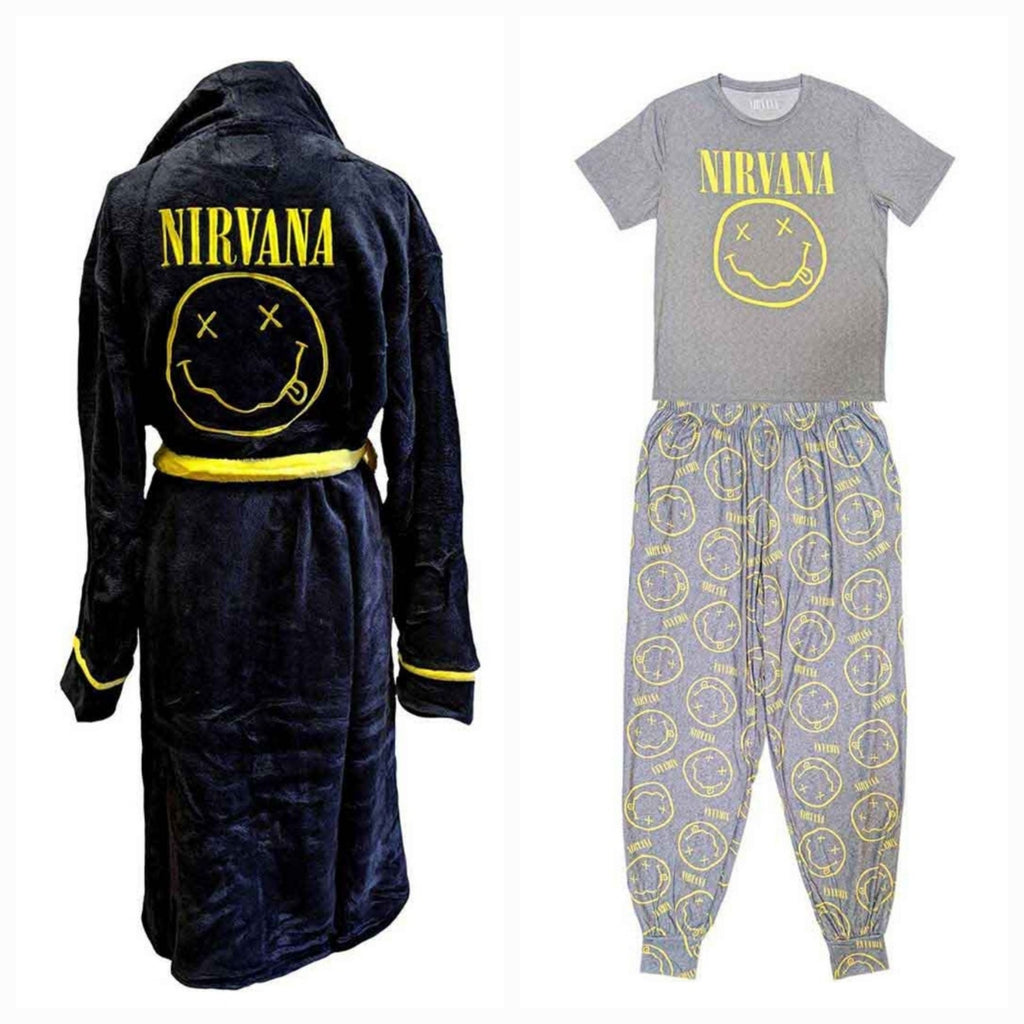 Official Nirvana Ultimate Lounge Bundle – Smiley Pyjama Set + Fleece Dressing Gown