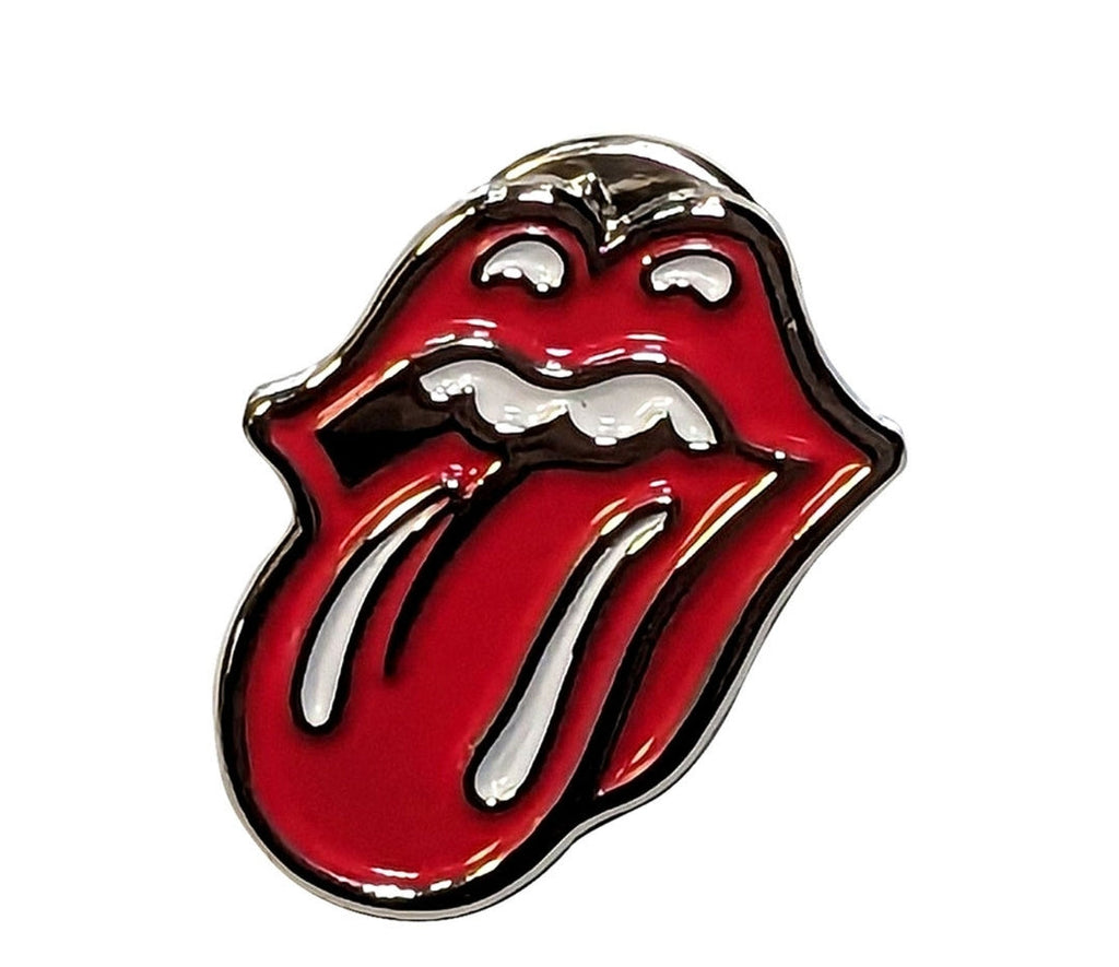 Official Rolling Stones 'Classic Tongue Silver Outline' Pin Badge - Nickel Plated | Rock Gift