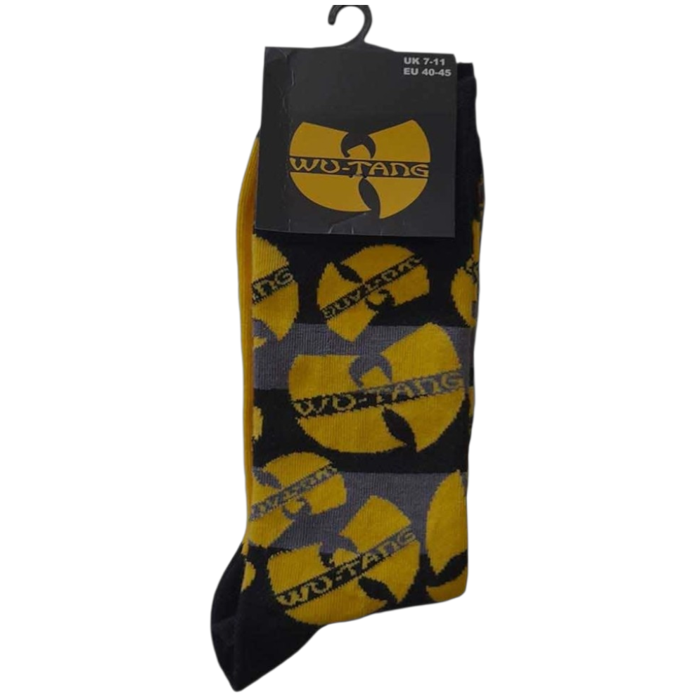Official Licensed Wu-Tang Clan 'Logos Yellow' Ankle Socks - Yellow Repeating Wu Shield Design