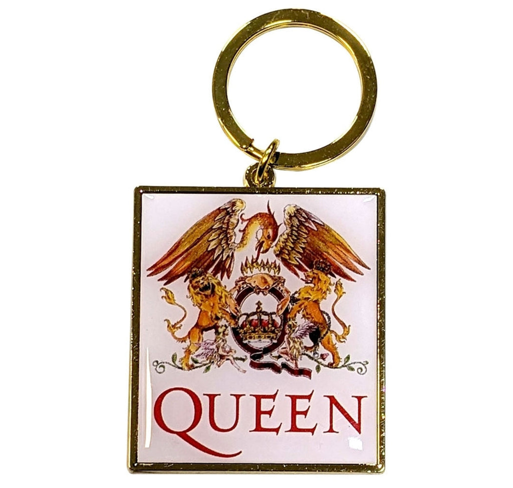 Queen 'Classic Crest' Keychain – Official Licensed Gold Coloured Metal Keyring