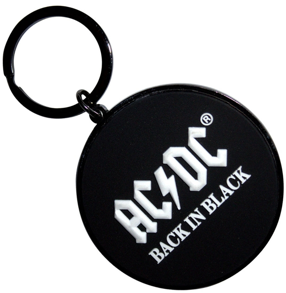 Official AC/DC 'Back In Black' Keychain - 55mm Zinc Alloy | Hard Rock Gift