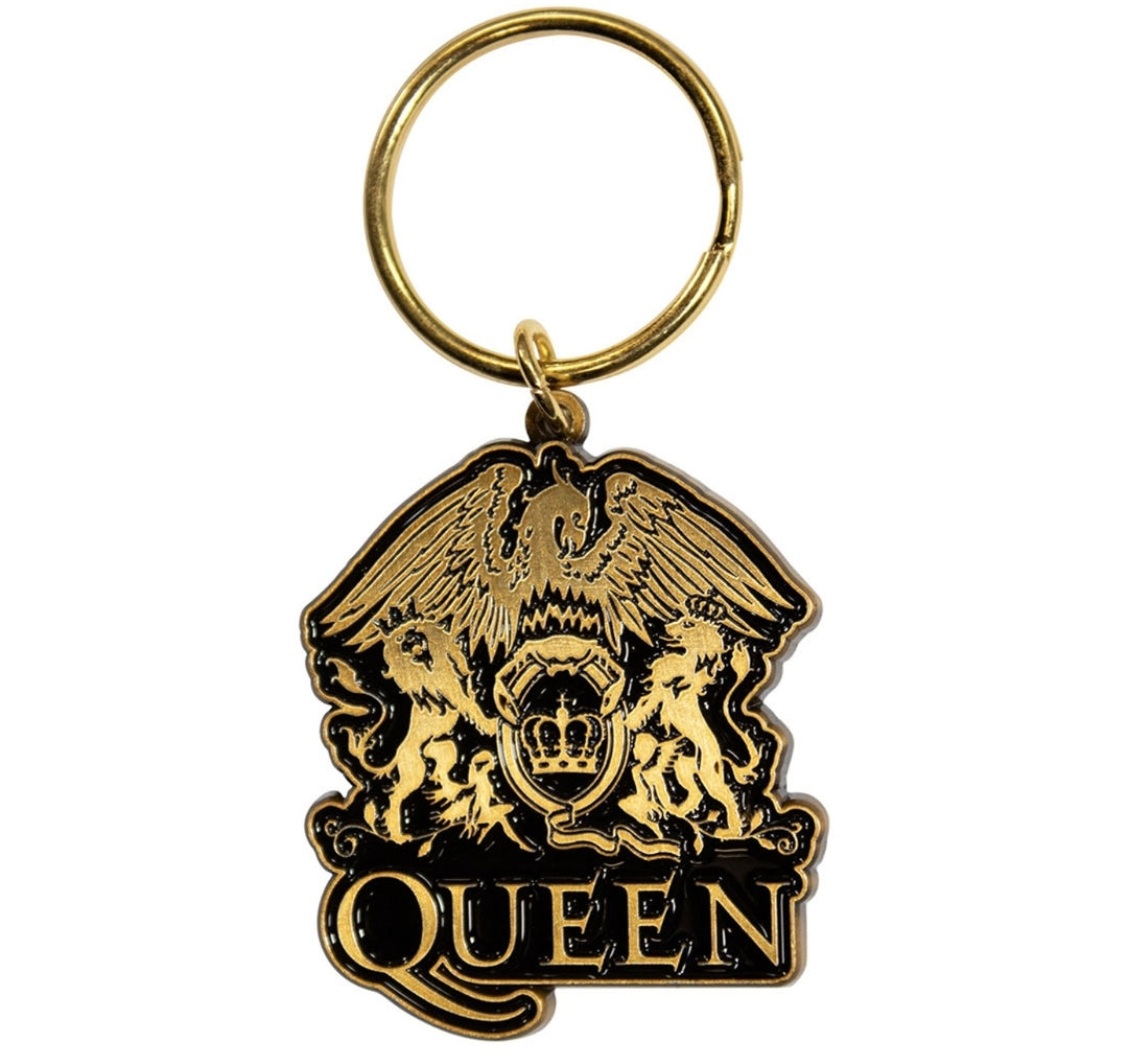 Queen 'Gold Crest' Keychain – Official Licensed Antiqued Gold Coloured Metal Keyring