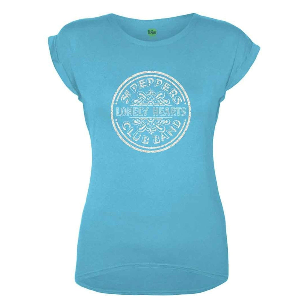 The Beatles - Sgt Pepper Drum White Caviar Beads Embellished T-Shirt (Official Licensed)
