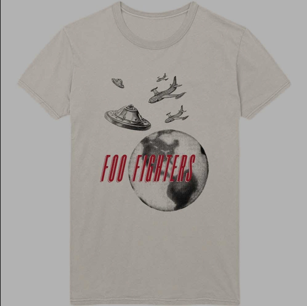 Foo Fighters UFO Planes T-Shirt – Official Licensed Natural Tee
