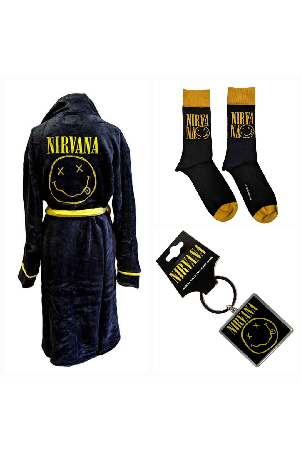 Official Nirvana Ultimate Dressing Gown Grunge Gift Bundle