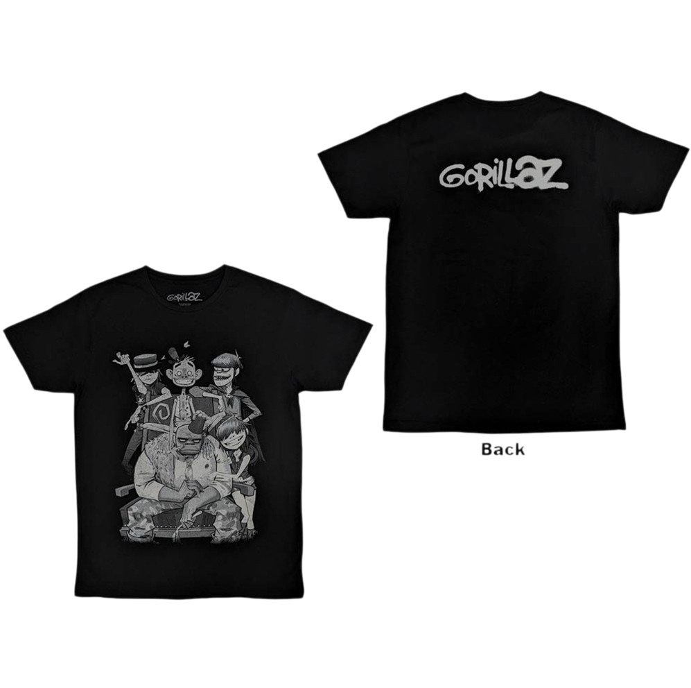 Official Licensed Gorillaz 'George Spray' T-Shirt - Unisex Black Front & Back Print
