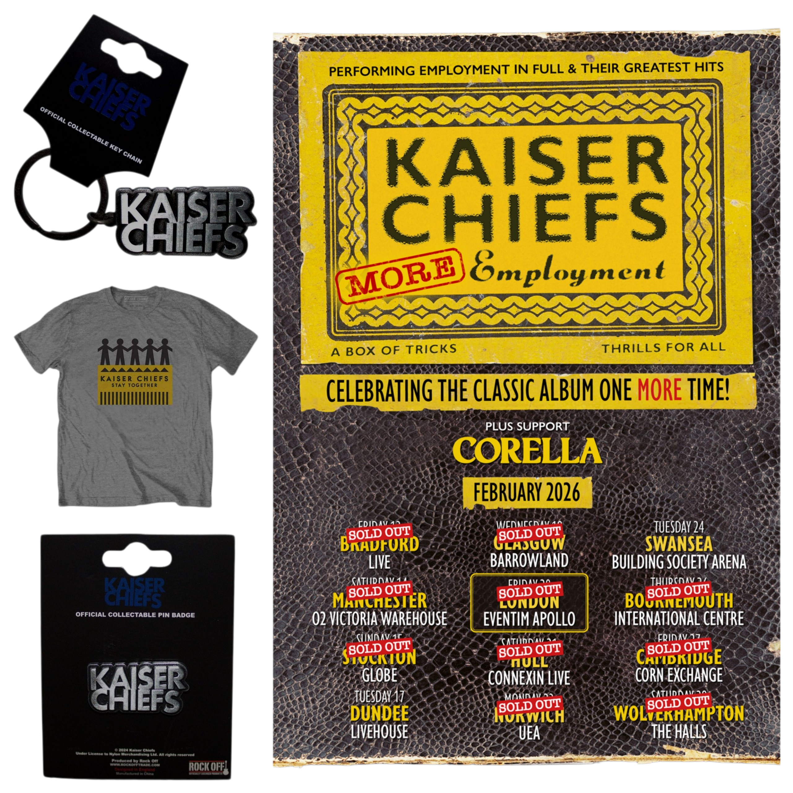 Official Licensed Kaiser Chiefs 'Skewed Logo' Pin Badge - Antiqued Silver Metal Enamel Pin