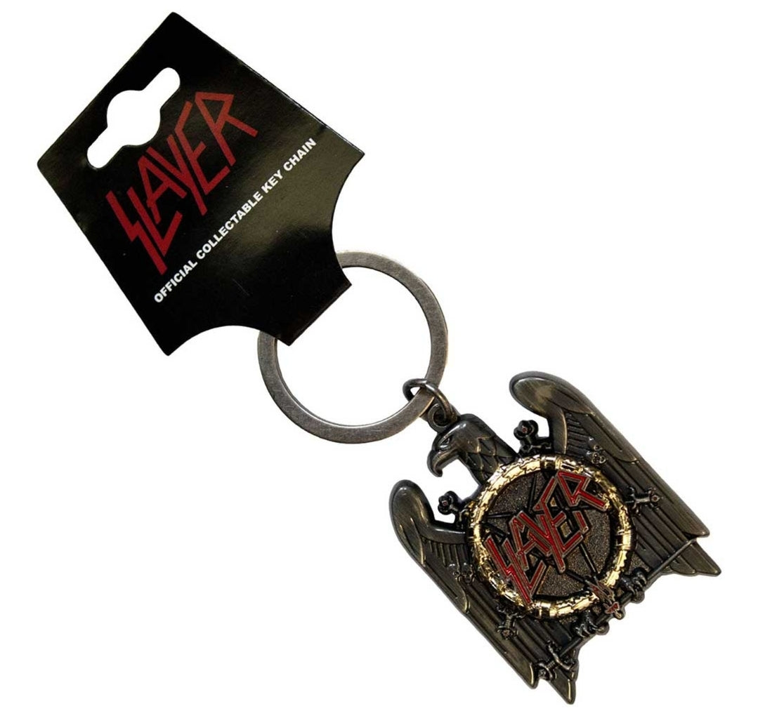 Official Slayer 'Silver Eagle' Keychain - Antiqued Silver & Gold Plated | Thrash Gift