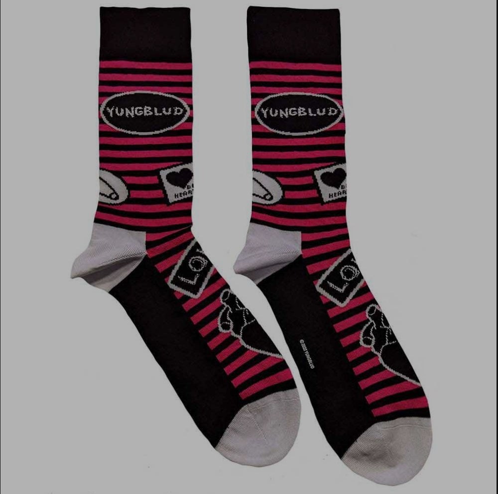 Official Licensed Yungblud 'Symbols' Ankle Socks - Multicolour Front & Back Print (UK 4-7)