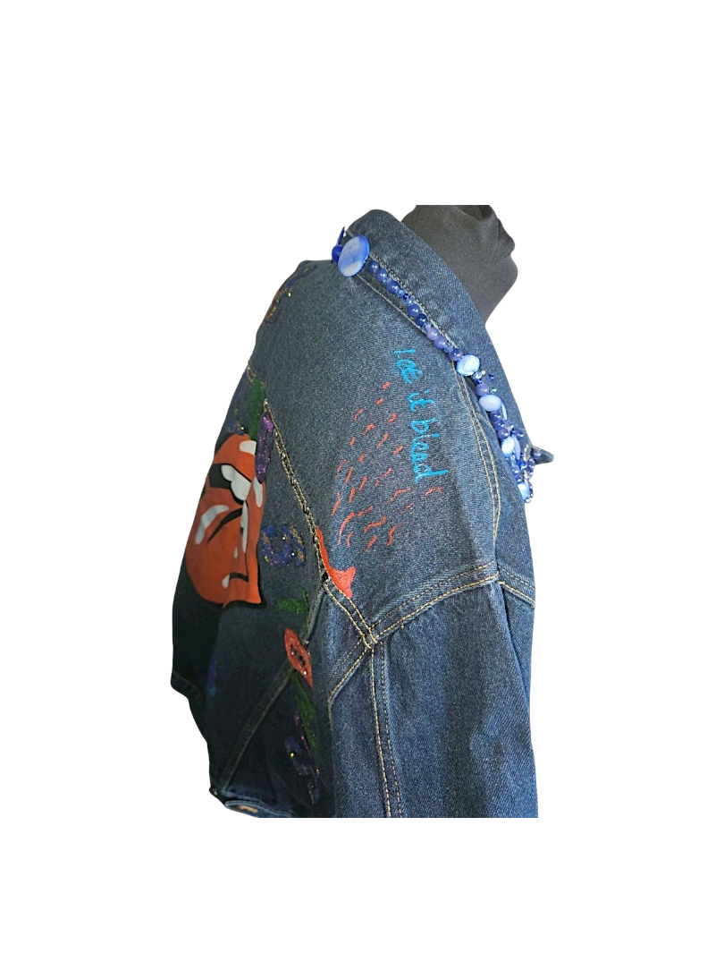Customised Official Rolling Stones Denim Jacket - Size L