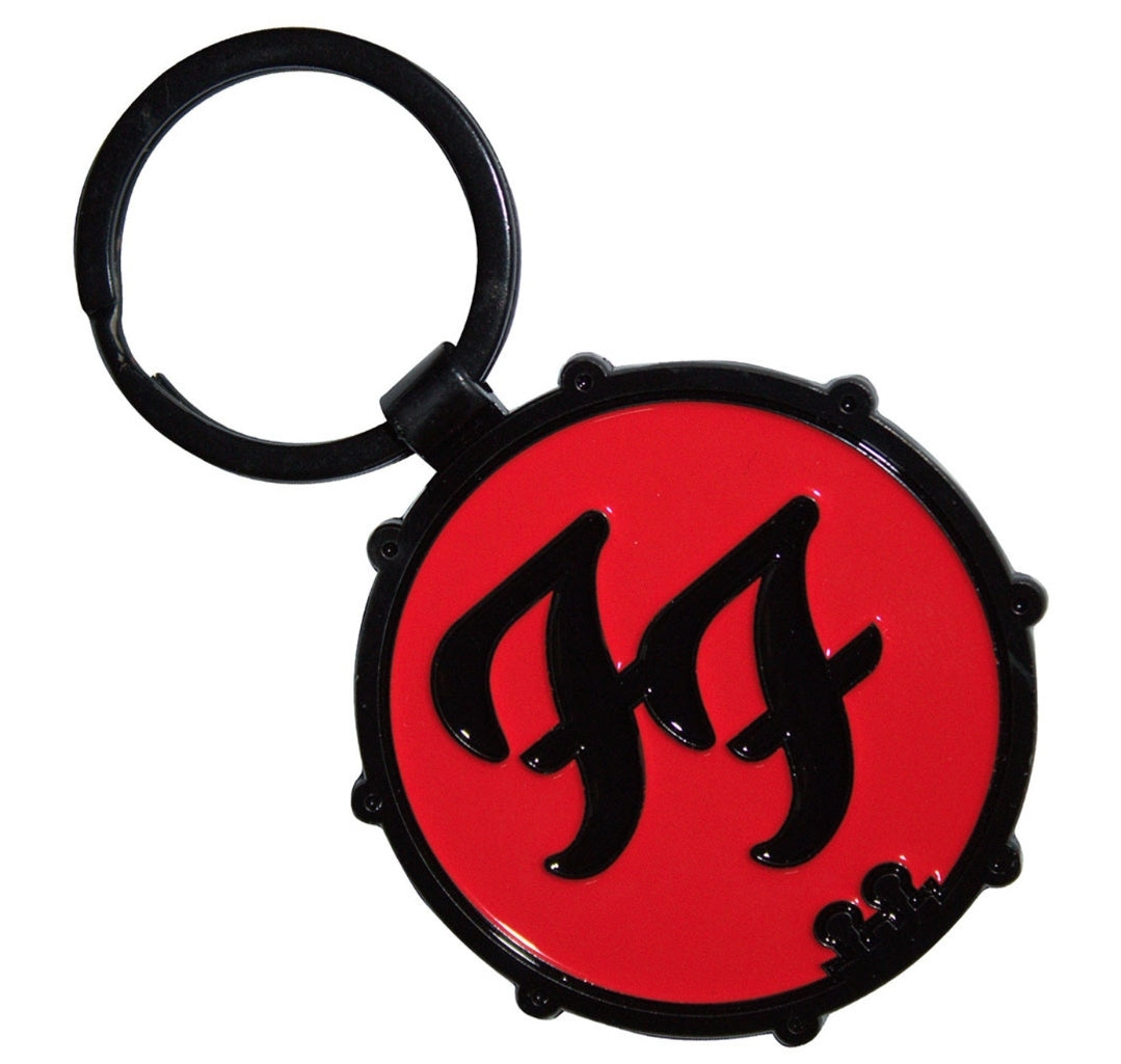 Official Foo Fighters 'FF Logo Drum' Keychain - 45mm Double-Sided Enamel | Rock Gift