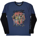 Official Licensed Gorillaz 'Group Circle Rise' Layered Long Sleeve T-Shirt - Unisex Black/Denim (Selling Fast!)