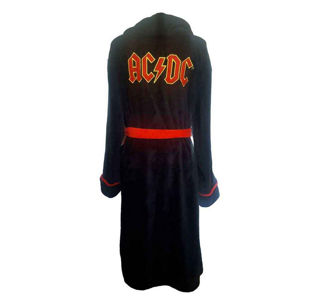 Official AC/DC Ultimate High-Voltage Lounge Bundle – Zebra Pyjama Set + Dressing Gown + Back In Black Socks