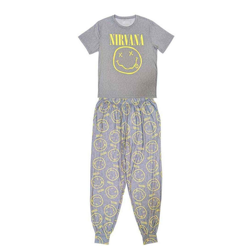 Official Nirvana Deluxe Lounge Bundle – Smiley Pyjama Set + Fleece Dressing Gown + Socks