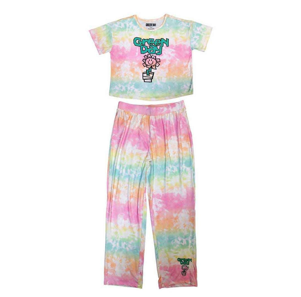 Official Green Day 'Flower Pot' Short-Sleeve Pyjamas - Last Chance! | Punk Tie-Dye Christmas Eve Box PJ's