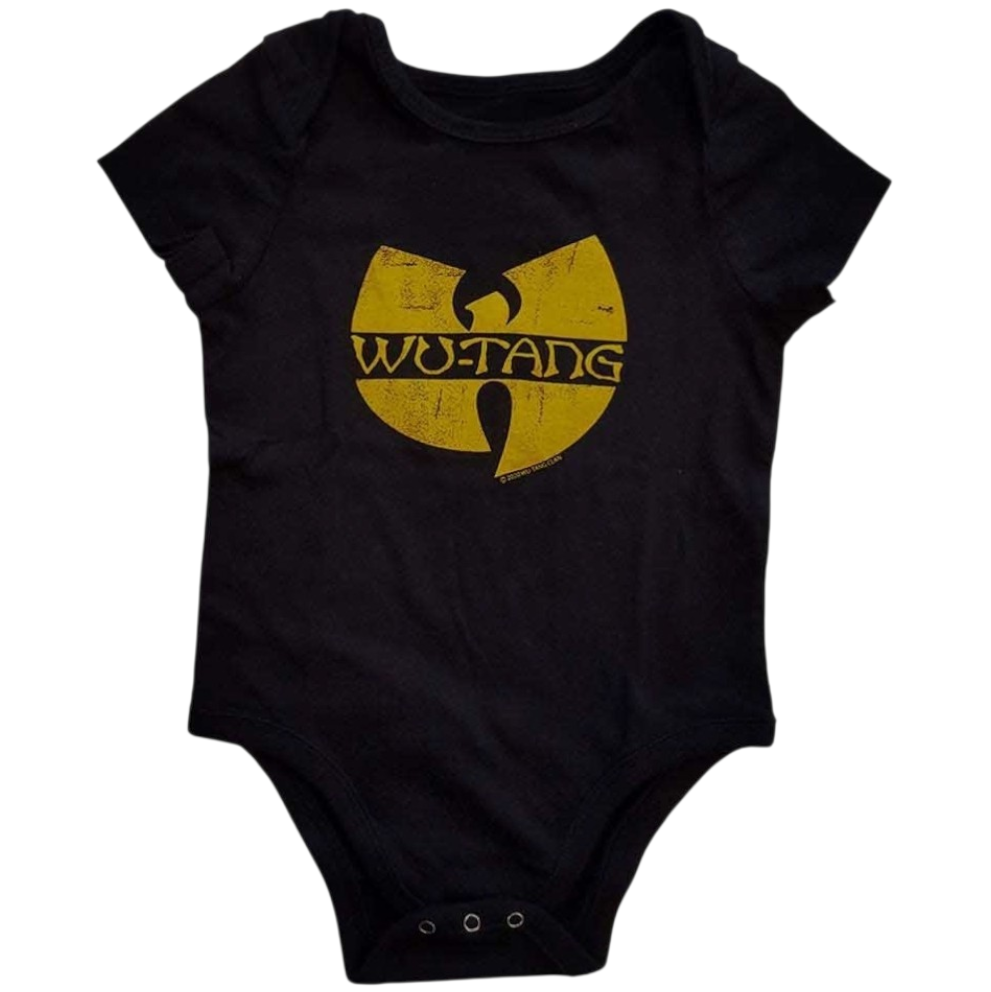 Body bébé 'Logo' Wu-Tang Clan sous licence officielle - Imprimé frontal en mélange recyclé noir