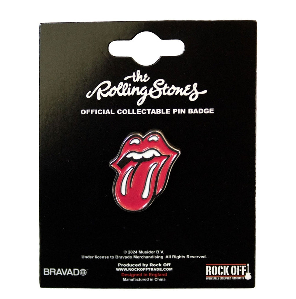 Official Rolling Stones 'Classic Tongue Silver Outline' Pin Badge - Nickel Plated | Rock Gift