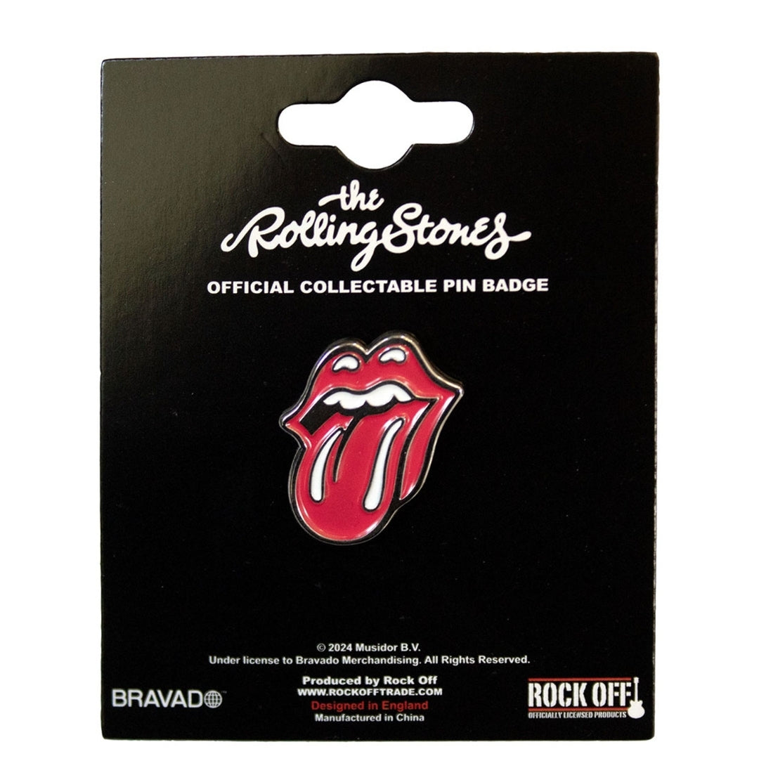 Official Rolling Stones 'Classic Tongue Silver Outline' Pin Badge - Nickel Plated | Rock Gift