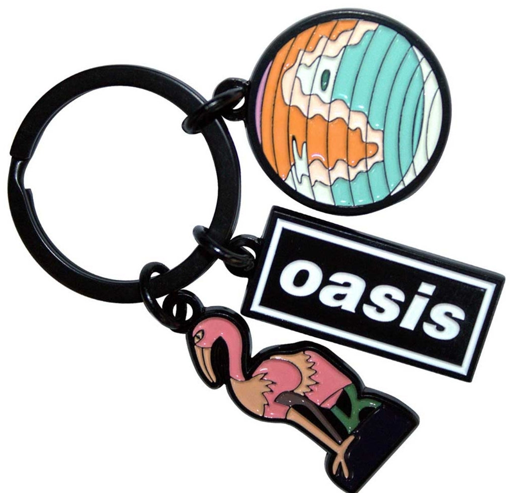 Official Oasis 'Charms' Keychain - 3-Piece Enamel Set with Black Dye Coating Gift